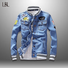 Load image into Gallery viewer, LBL Denim Jacket Men Autumn Fashion Cool Trendy Mens Jean Jackets Spring Casual Coat Outwear Stand Collar Motorcycle Cowboy 2019
